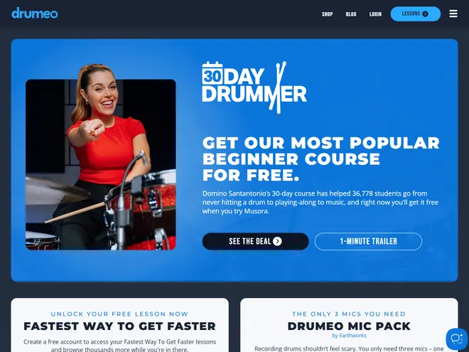 Screenshot of www.drumeo.com