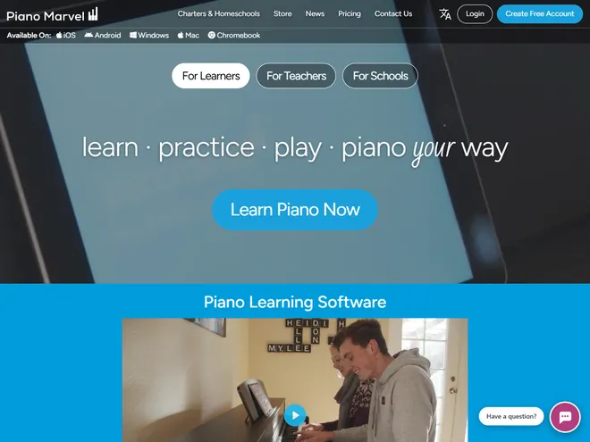 Screenshot of pianomarvel.com