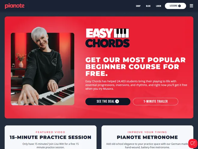 Screenshot of www.pianote.com