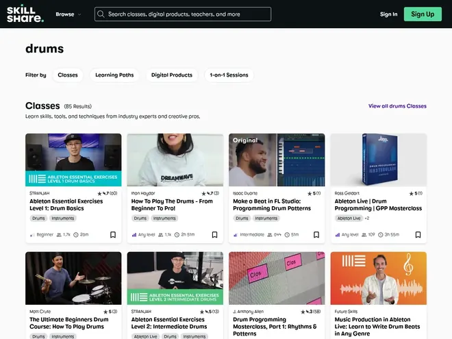 Screenshot of www.skillshare.com